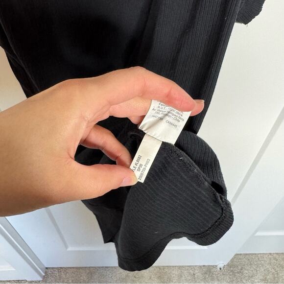 J. Crew Ribbed Ruffle Tank Top Black Stretch Knit Size Large - Picture 5 of 6